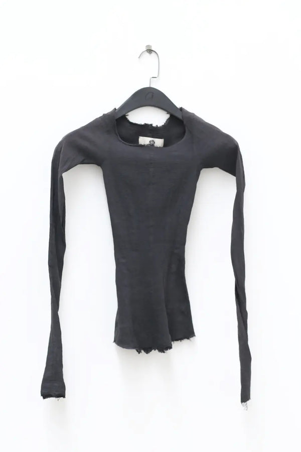 Marc Le Bihan Silk Shrink Classic Long Sleeve Base Top 26900 Series French Handmade MLB-26900-SHENHUI Dark Grey